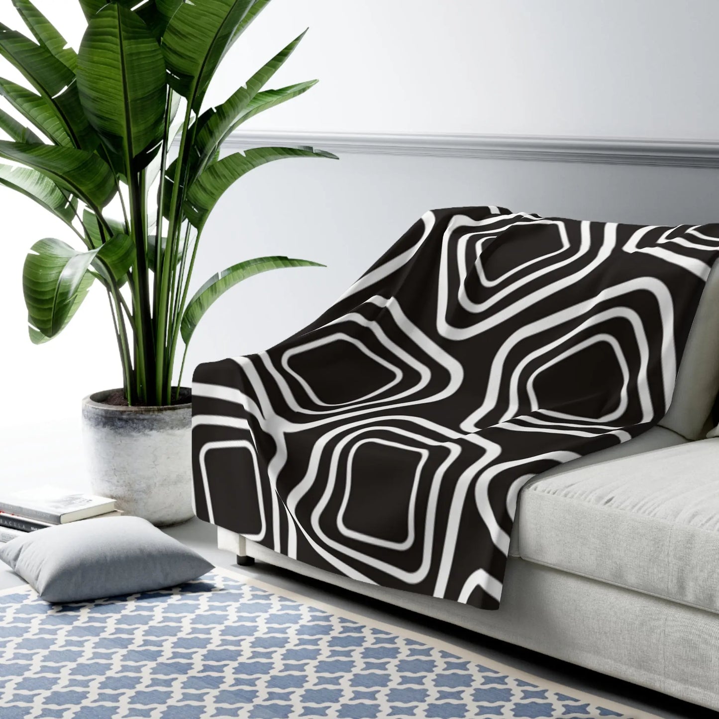 Cozy Geometric Sherpa Fleece Blanket Printify