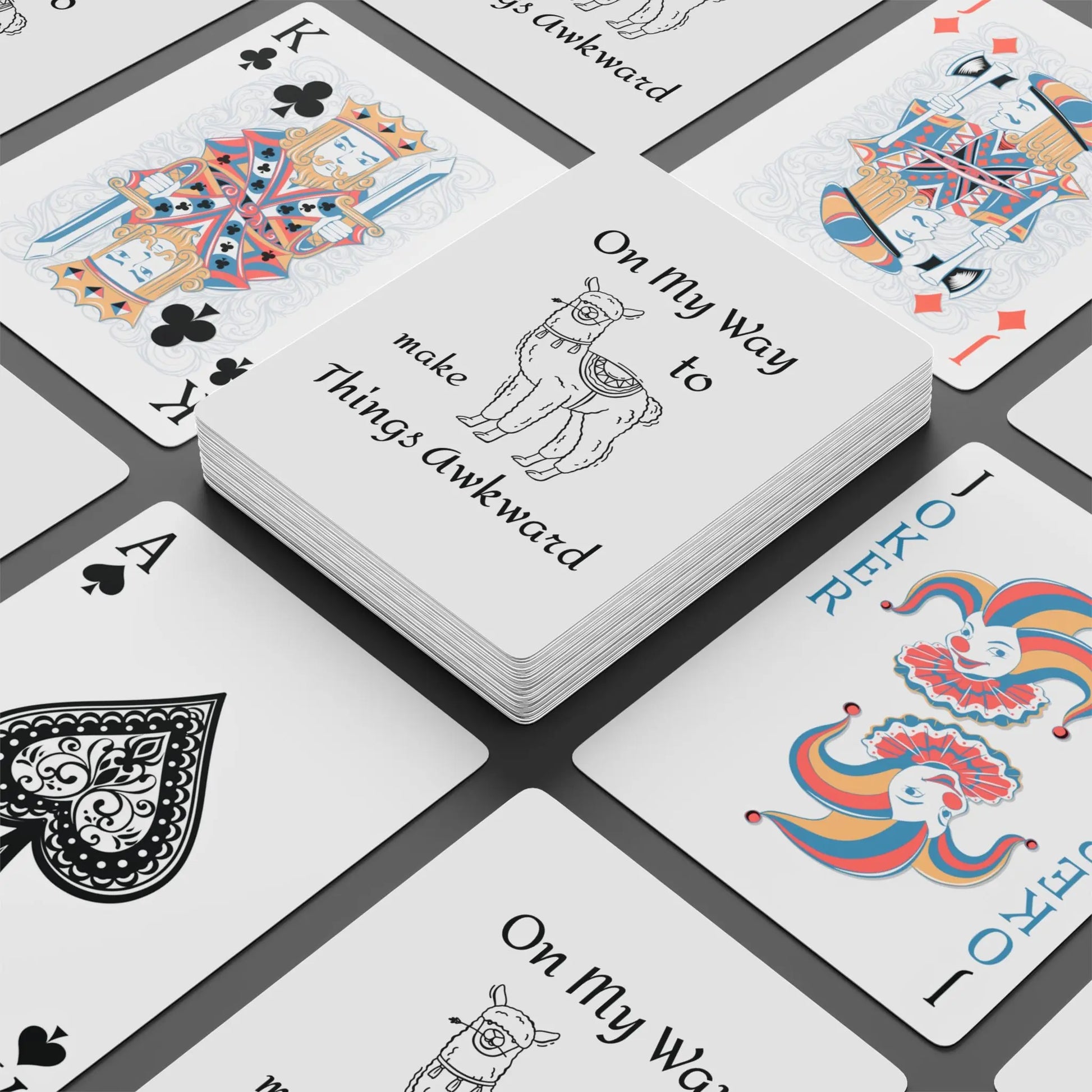 Awkward Llama Playing Cards Printify